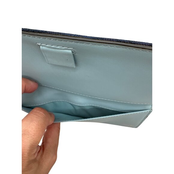 Coach Signature Womens Slim Wallet Navy & Light Blue Card Holder - Picture 4 of 6